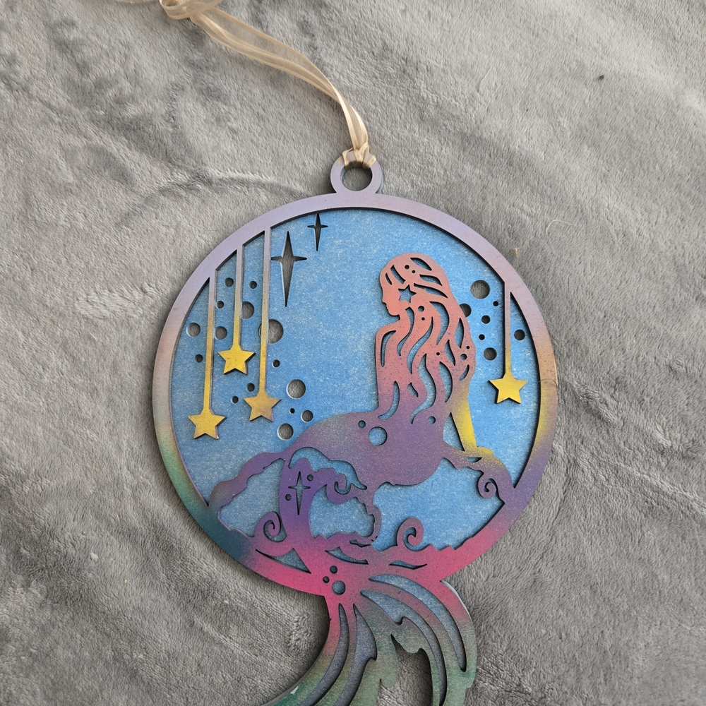 Whimsical Mermaid Ornament with Stars